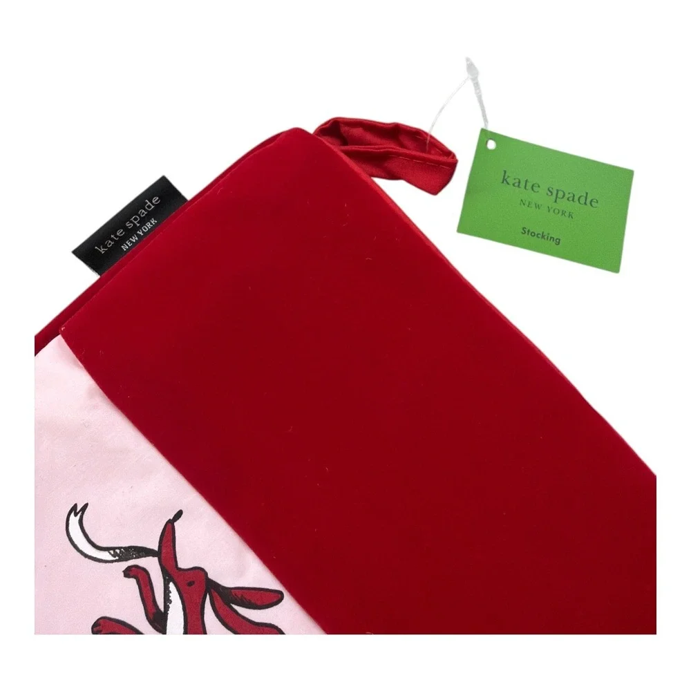Kate Spade New York Holiday Party cotton stocking Cat & Dog NEW